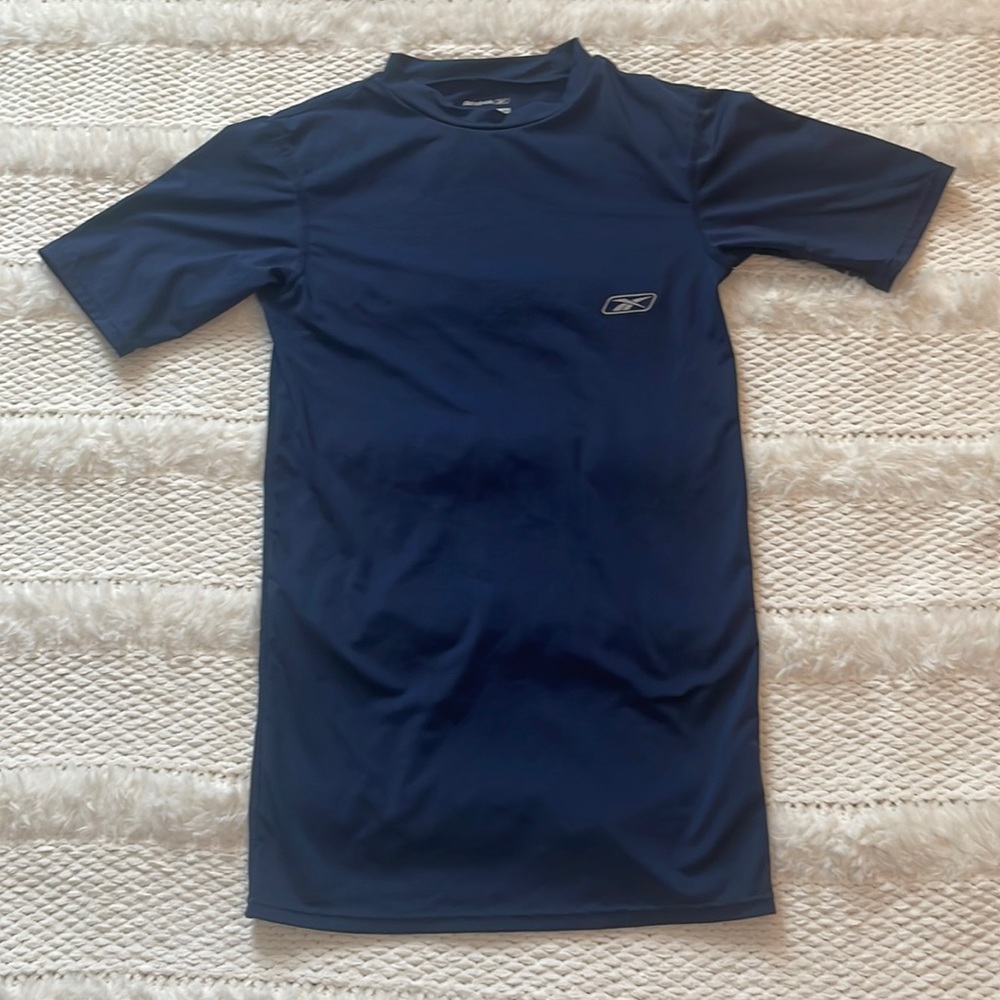 Reebok Athletic shirt dry fit play train blue short sleeve boys size S navy blue